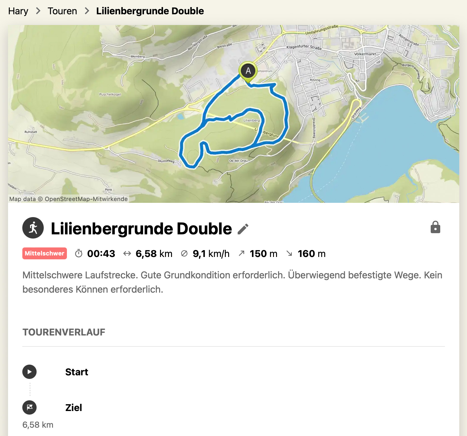 Tour Lilienbergrunde Double - 43 Minuten - 6,58km
